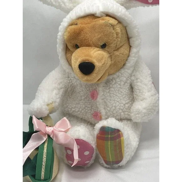 Winnie the Pooh 21" Plush White Easter Bunny & Basket Walt Disney Stuffed Animal - Picture 4 of 15